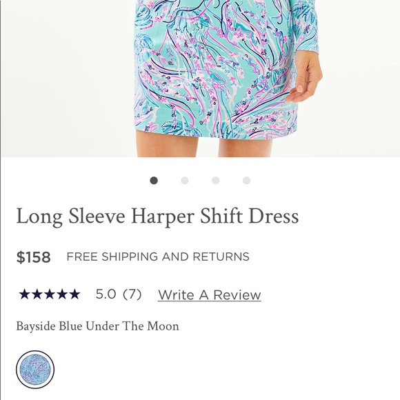 NWT Lilly Pulitzer- Long Sleeve Harper Shift Dress - Picture 6 of 6